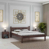Revista Solid Sheesham Wood Bed Without Storage (Queen Size, Walnut Finish)